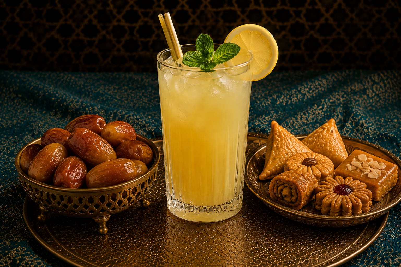 Lemon juice with ginger and sugarcane: