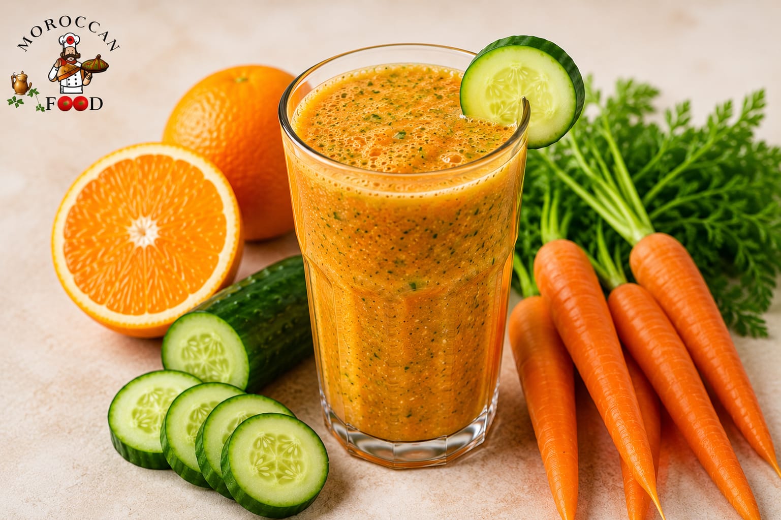 Orange, carrot, and cucumber juice