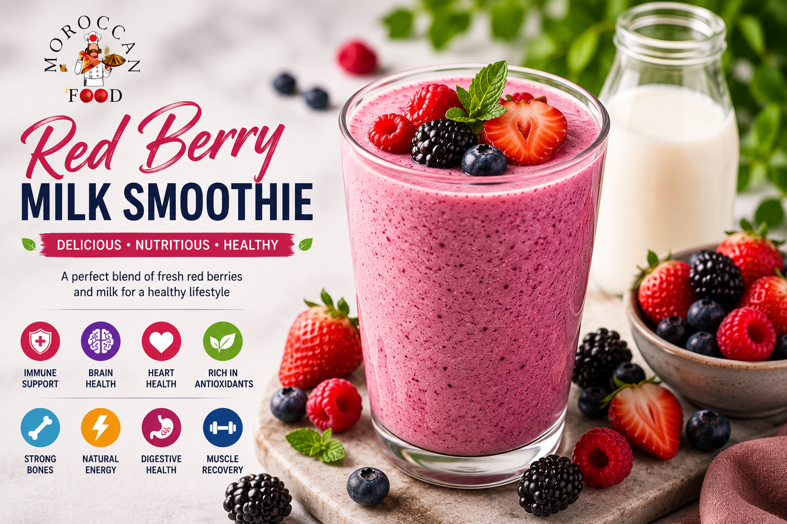 Milk and red fruit juice recipe
