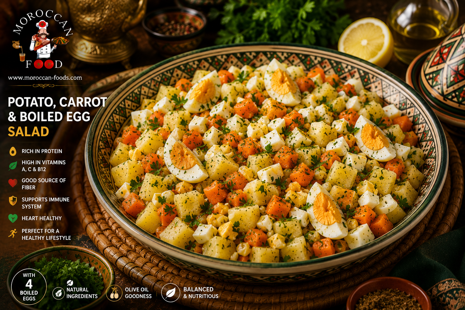 Classic Boiled Potato, Carrot and Egg Salad