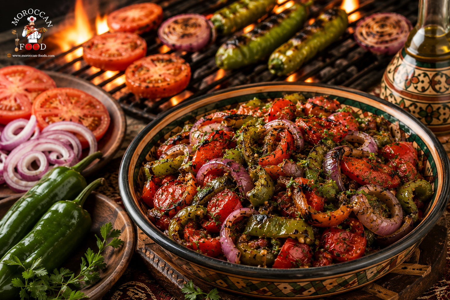 Moroccan Roasted Tomato, Onion & Pepper Salad Recipe