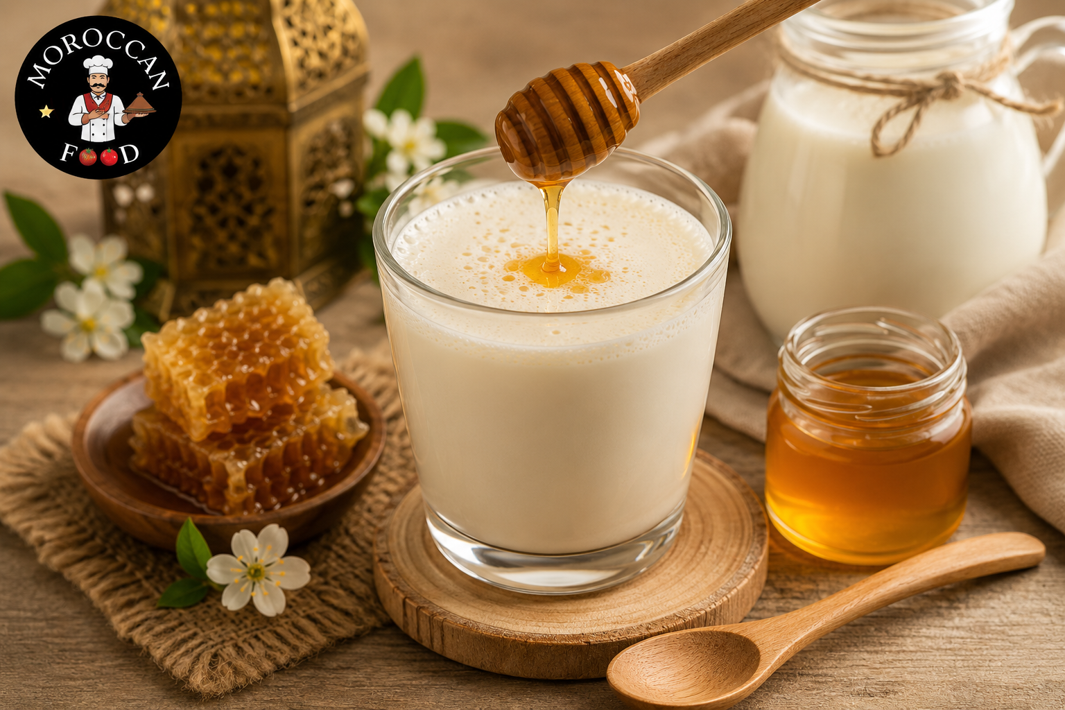 Recipe for a drink made with milk and natural honey