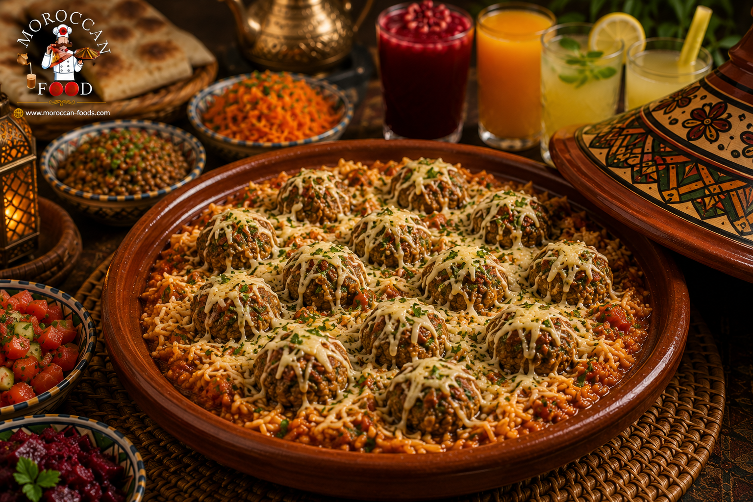 Recipe for minced beef tagine with rice and grated cheese