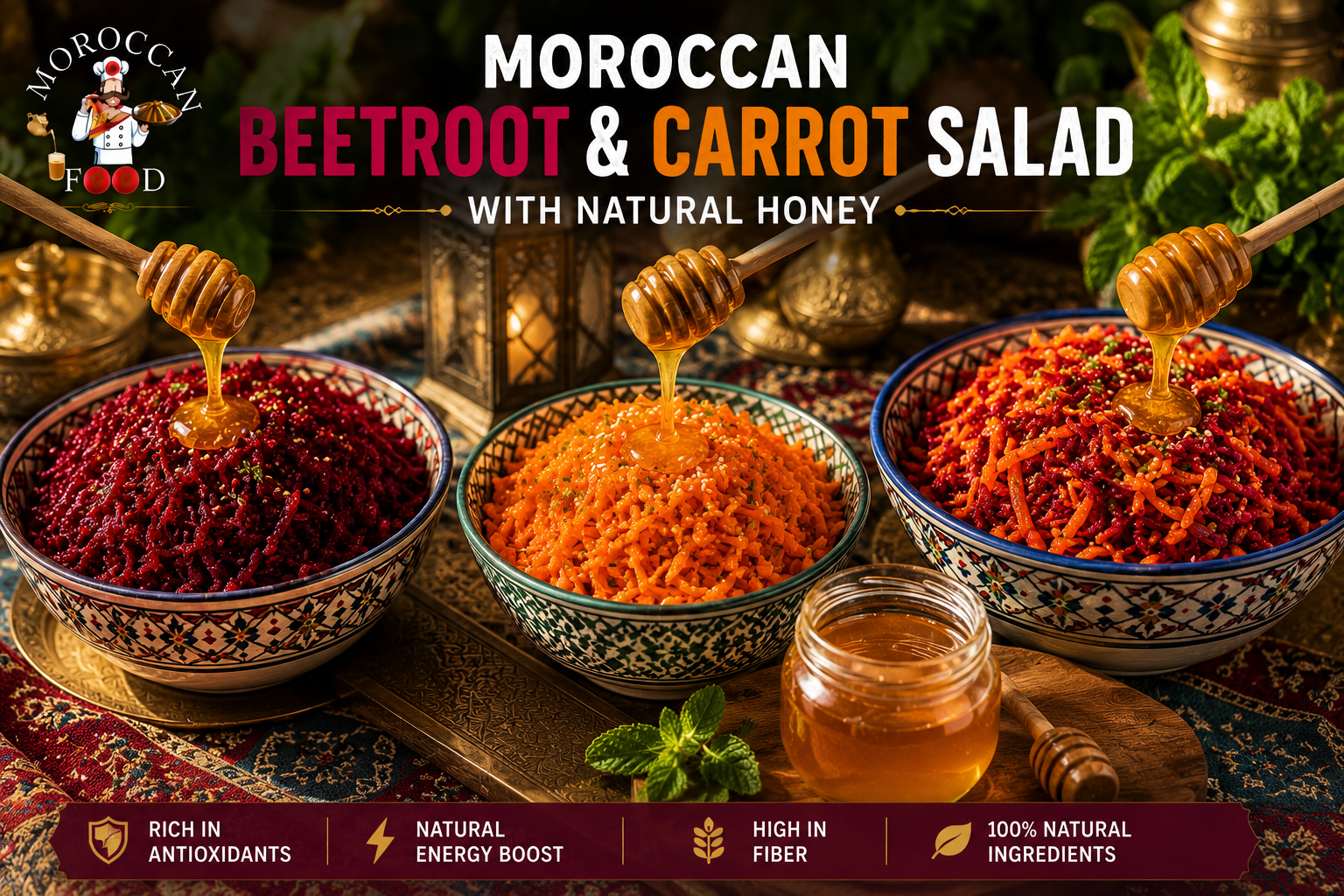 Moroccan Beetroot and Carrot Salad with Natural Honey