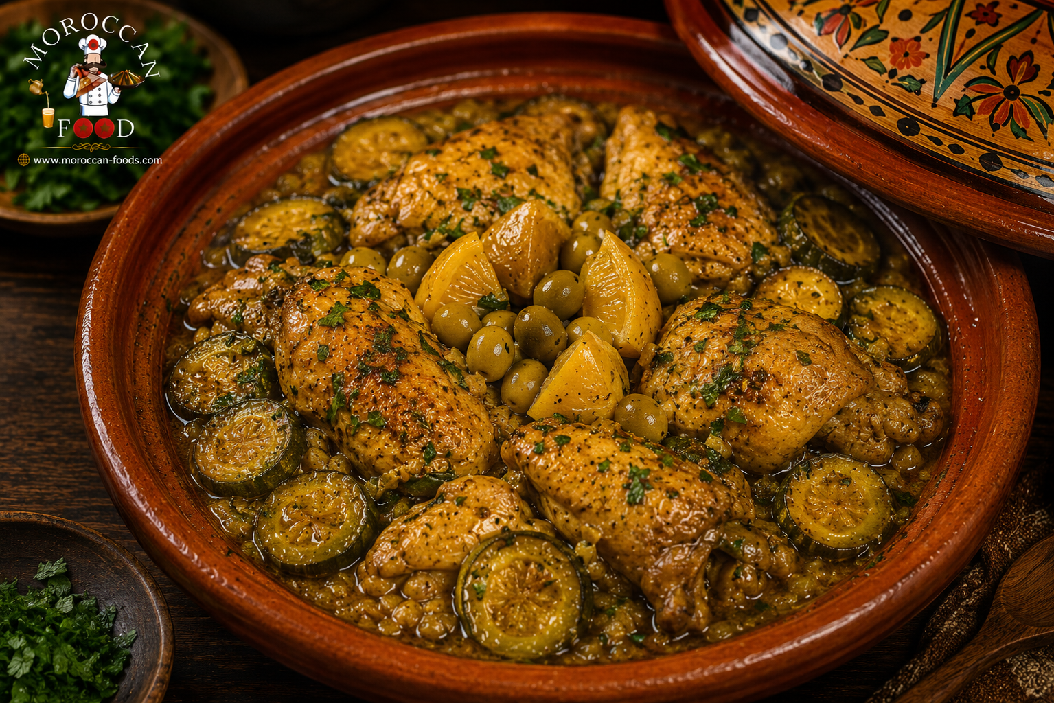 Moroccan Chicken Tagine with Onions and Zucchini