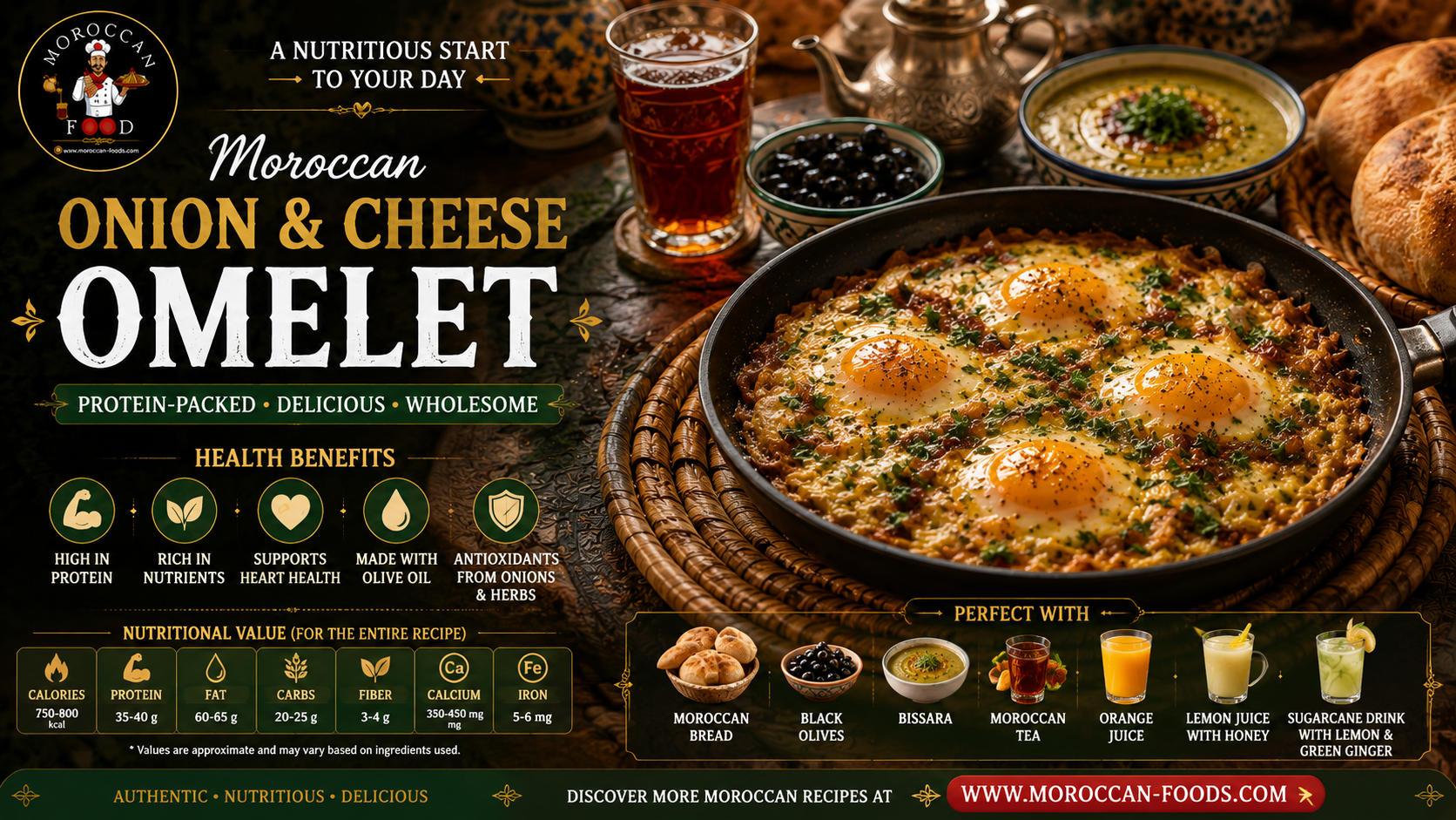 Moroccan-Style Onion & Cheese Omelet – Easy & Delicious Breakfast