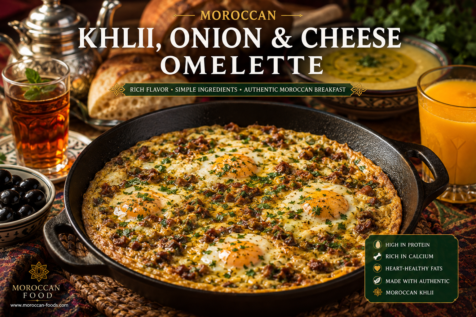 Moroccan Khlii Omelet with Onion & Cheese – Rich & Flavorful Breakfast