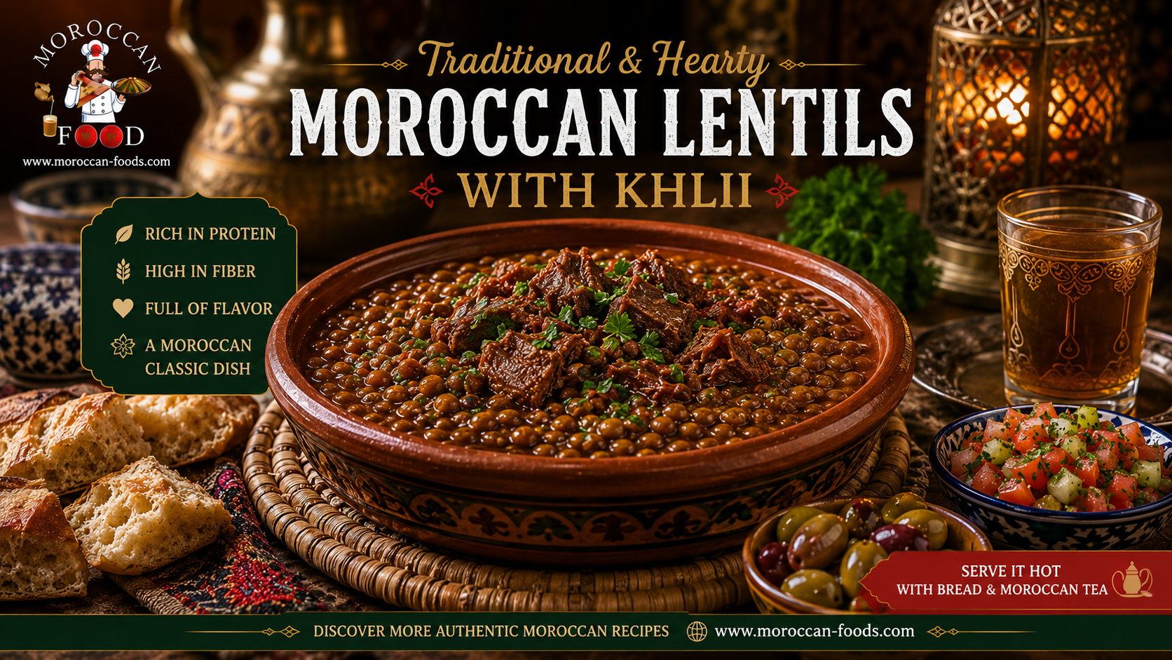 Moroccan Lentils with Khlii(salt-dried meat)recipe