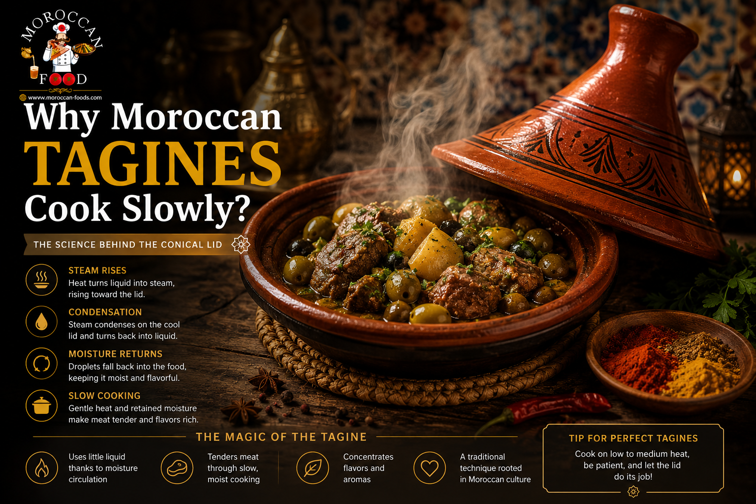 Why Moroccan Tagines Cook Slowly: The Science Behind the Conical Lid