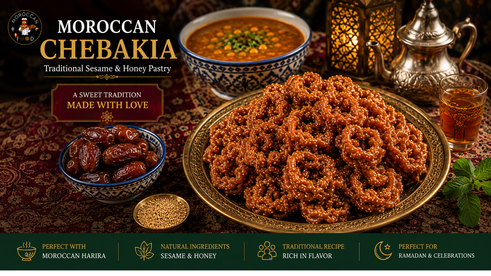 Moroccan Chebakia Recipe | Traditional Sesame & Honey Cookies