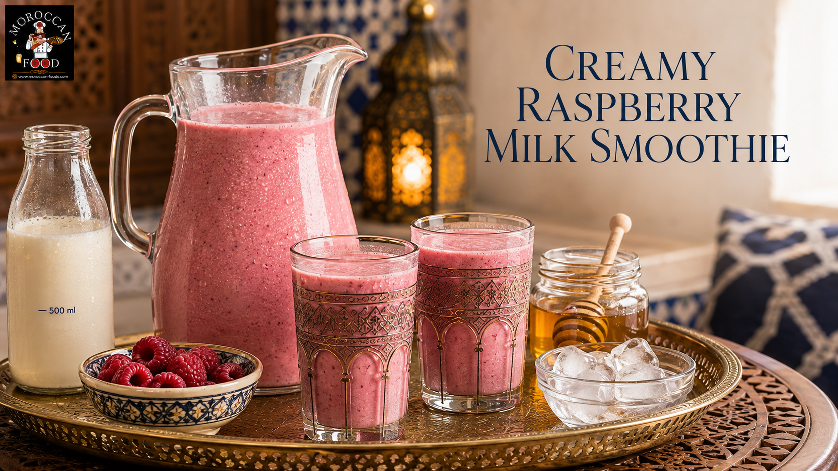 Creamy Raspberry Milk Smoothie with Natural Honey