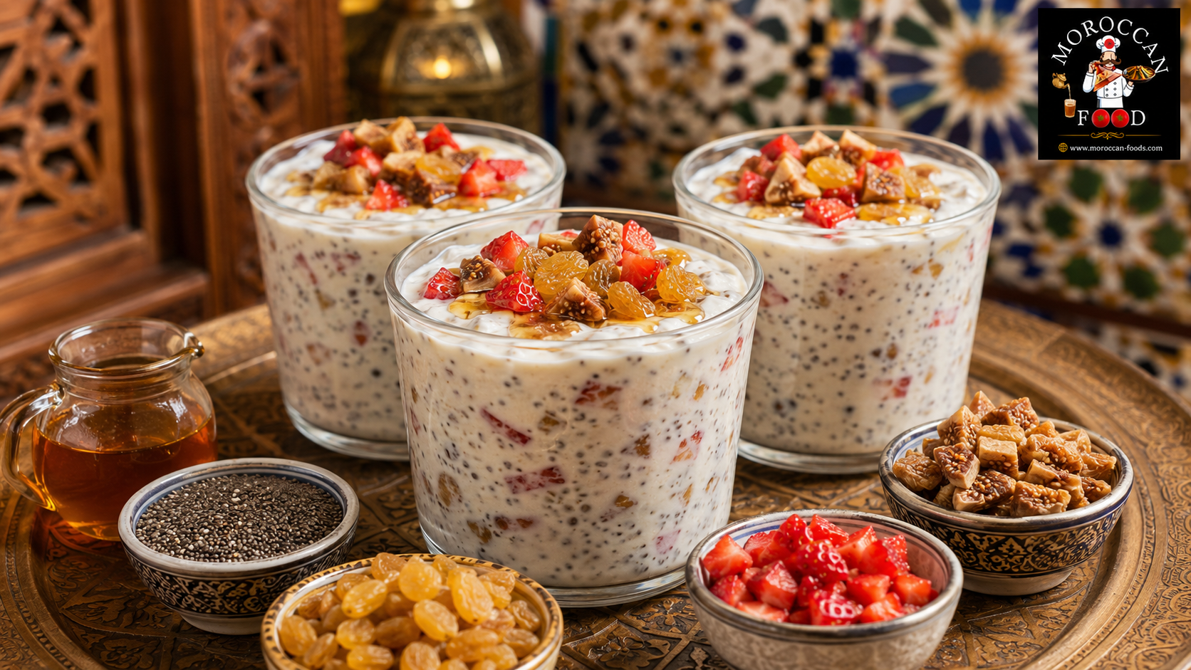 Creamy Moroccan Raib with Chia Seeds and Dried Fruits