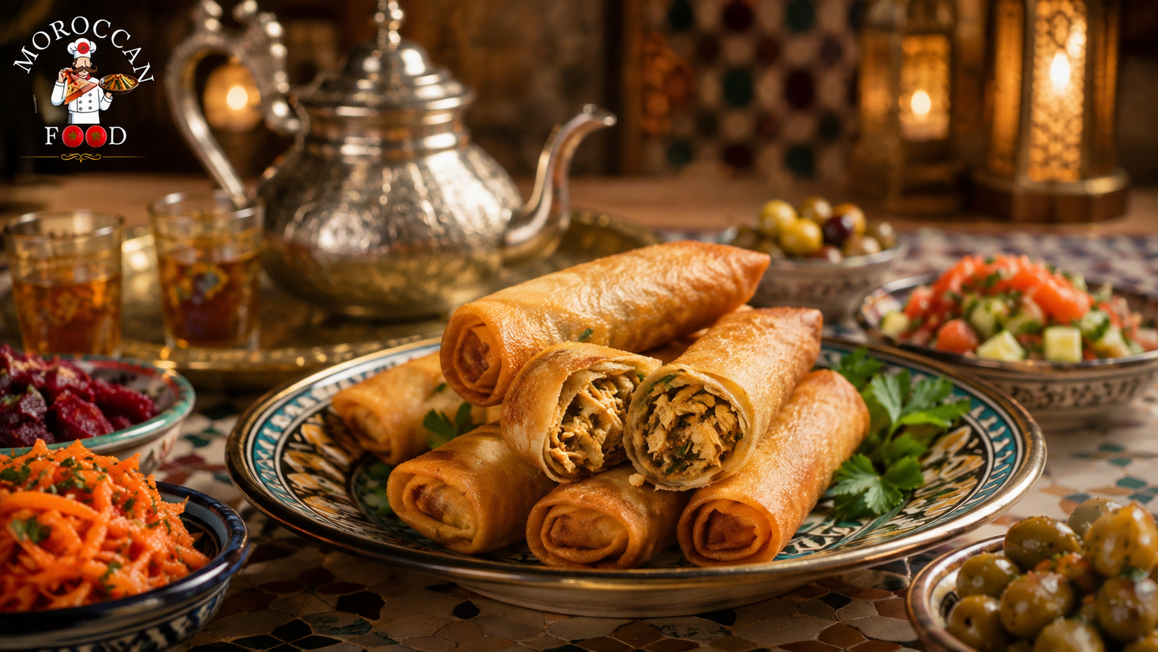 Moroccan Chicken Cigars with Warqa Pastry