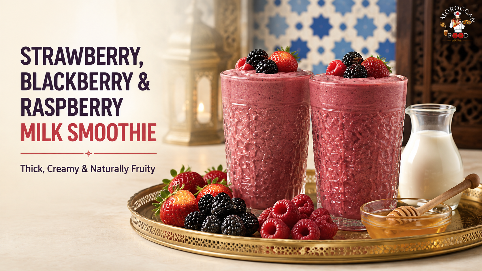 Strawberry, Blackberry and Raspberry Milk Smoothie Recipe