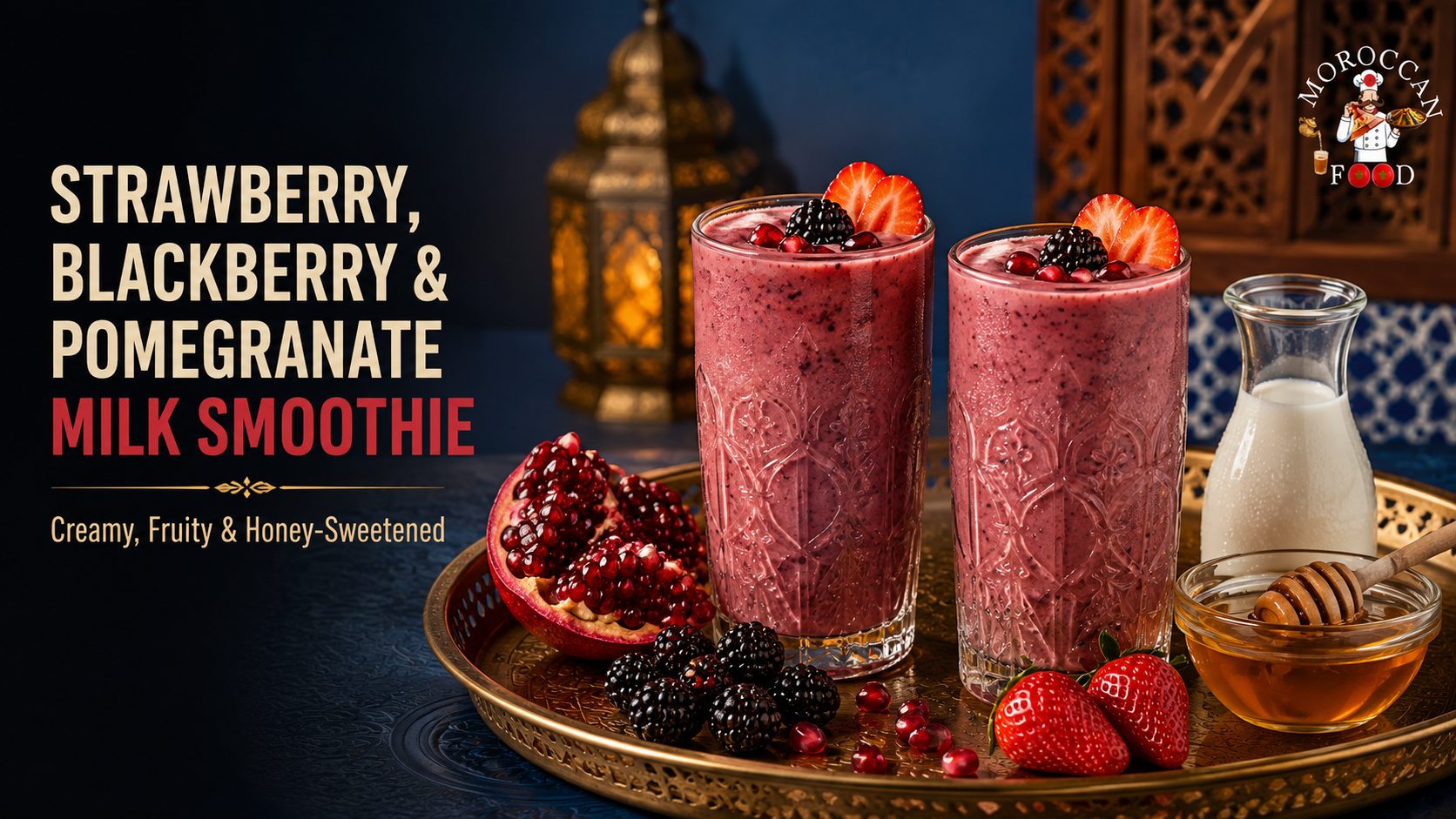 Strawberry, Blackberry and Pomegranate Milk Smoothie Recipe