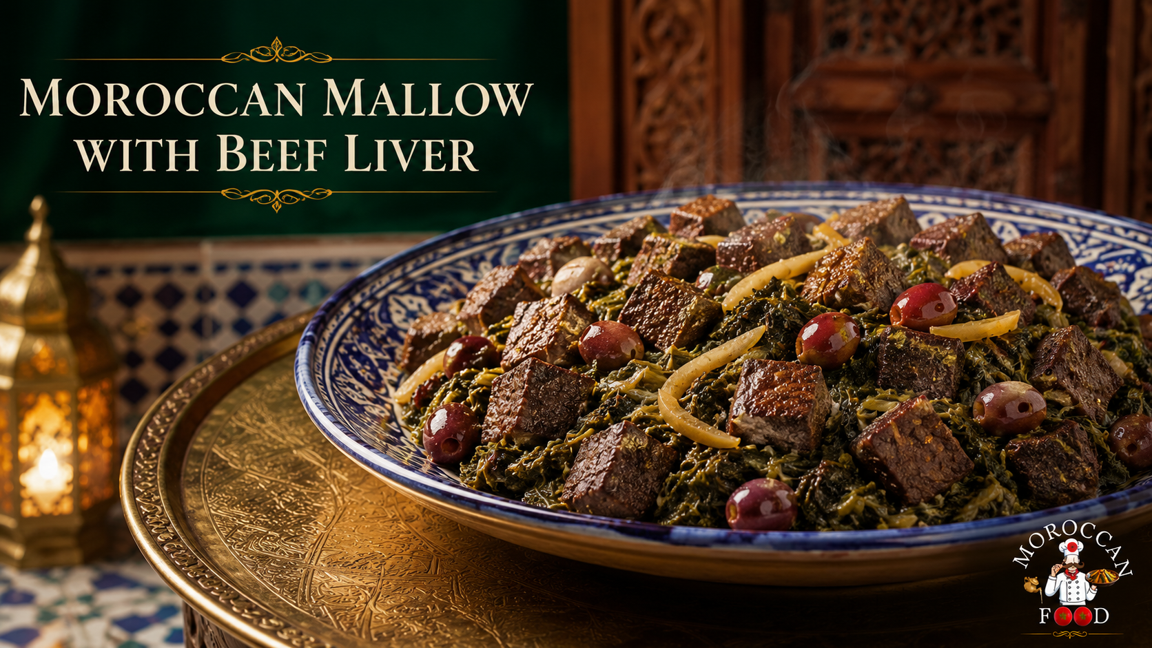 Mallow with Beef Liver Cubes/ Preserved Lemon and Red Olives