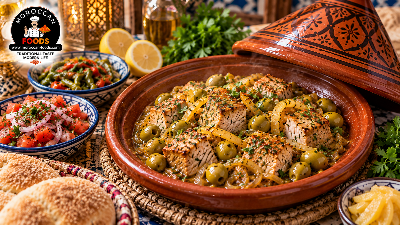 Moroccan Tuna Tagine with Onions and Green Olives