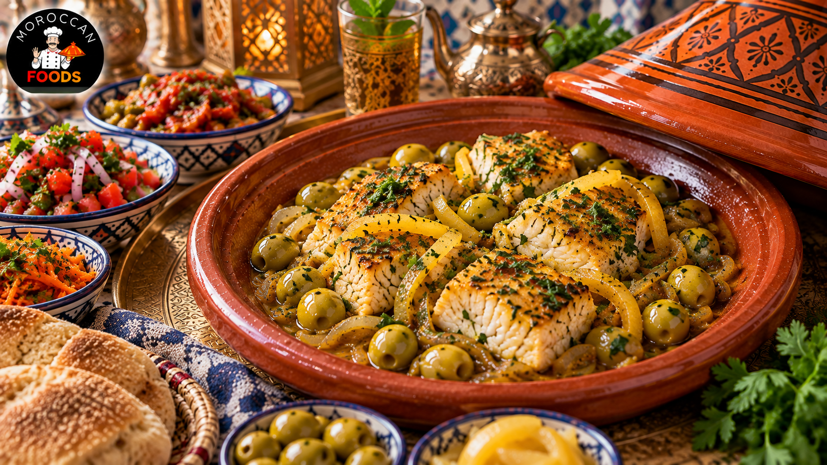 Moroccan Hake Tagine with Onions and Green Olives