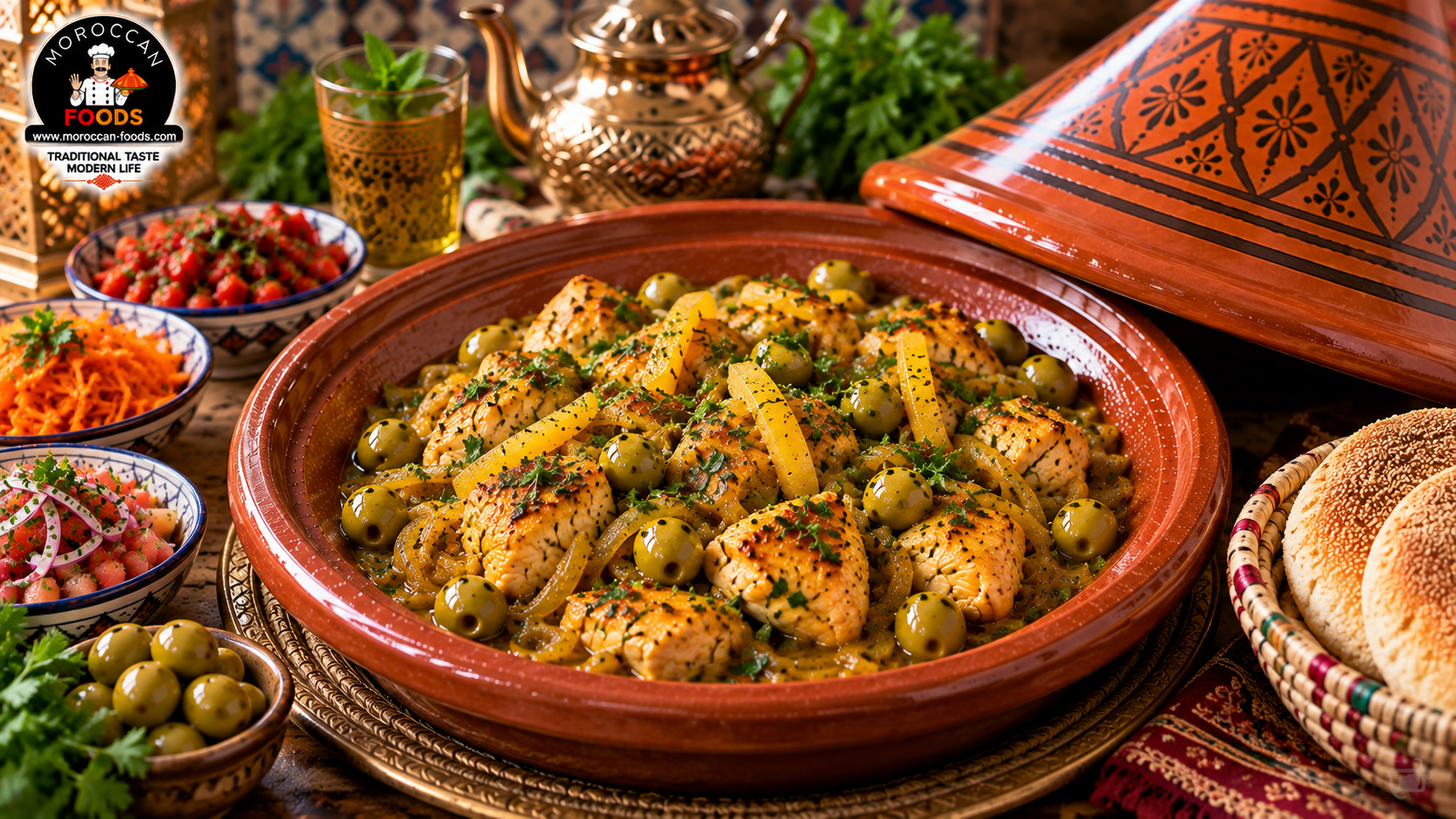 Moroccan Chicken Breast Tagine with Onions and Green Olives