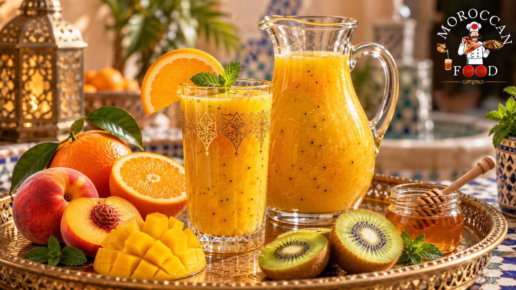 Orange Juice with Peach, Mango, Kiwi and Natural Honey