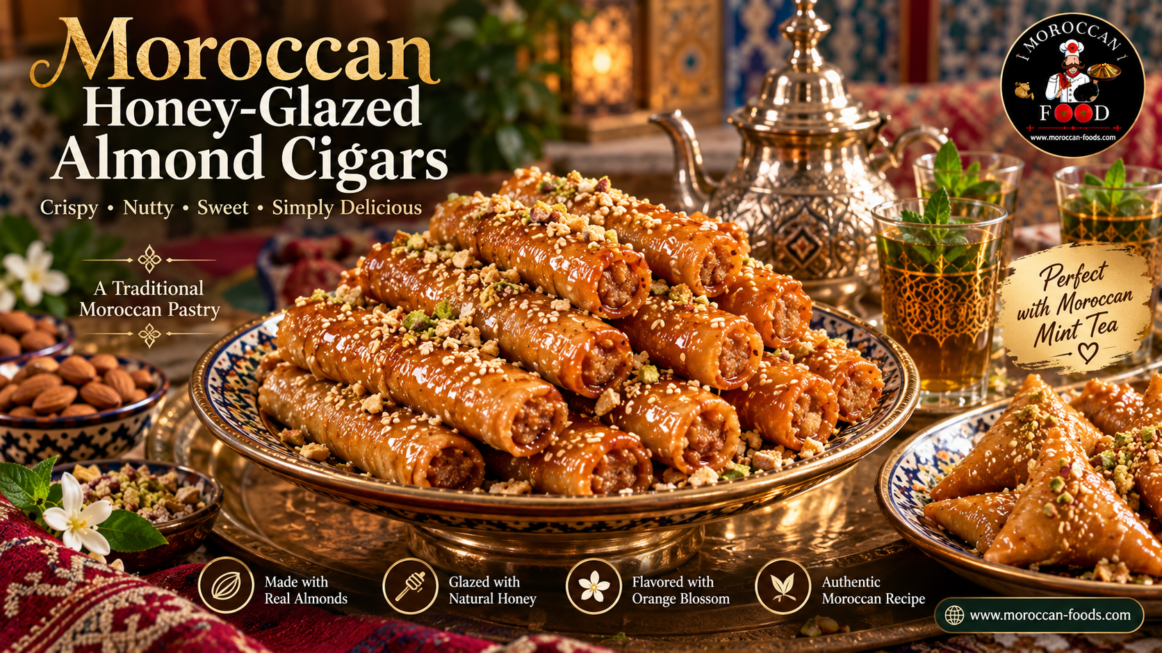 Moroccan Honey-Glazed Almond Cigars