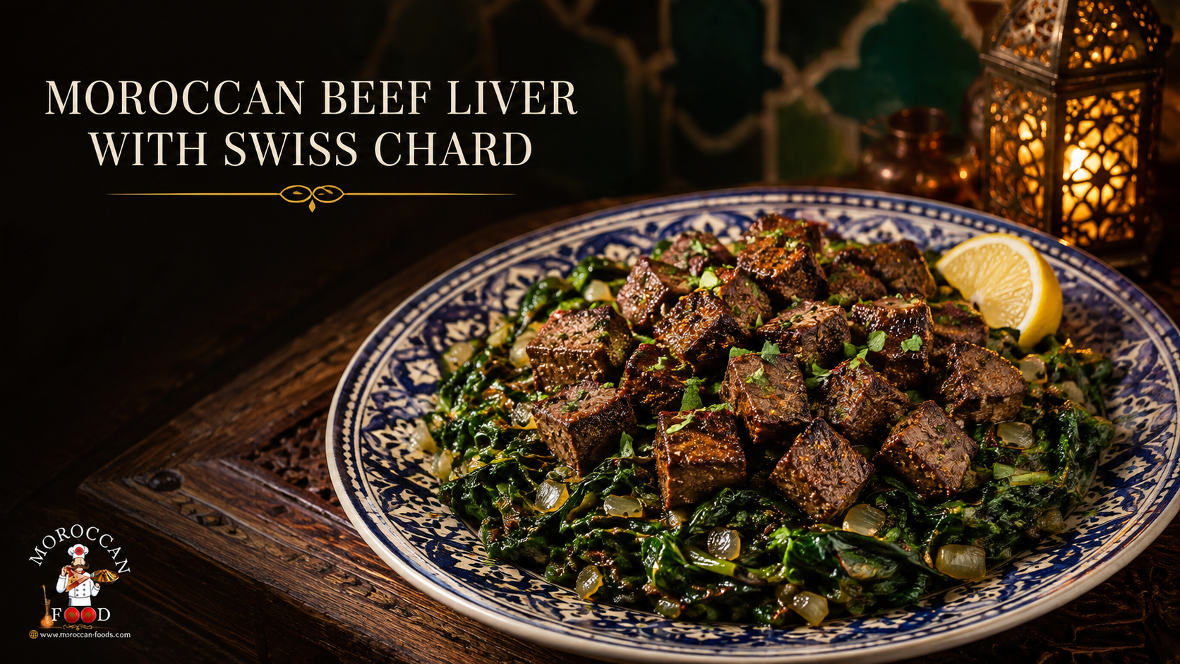 Moroccan Beef Liver Cubes with Sautéed Swiss Chard